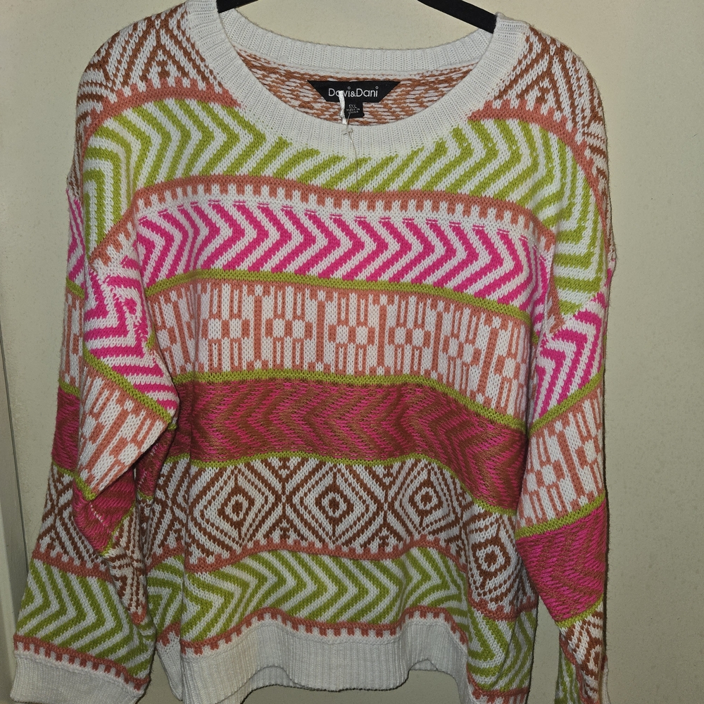 DAVI & DANI Multicolor Patterned Sweater NWT